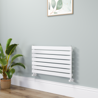 Riace Linea White Flat Designer Radiator 490x800mm Single Panel 1546 BTU - Horizontal Bars