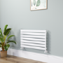 Riace Linea White Flat Designer Radiator 490x800mm Single Panel 1546 BTU - Horizontal Bars