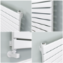 Riace Linea White Flat Designer Radiator 490x800mm Single Panel 1546 BTU - Horizontal Bars