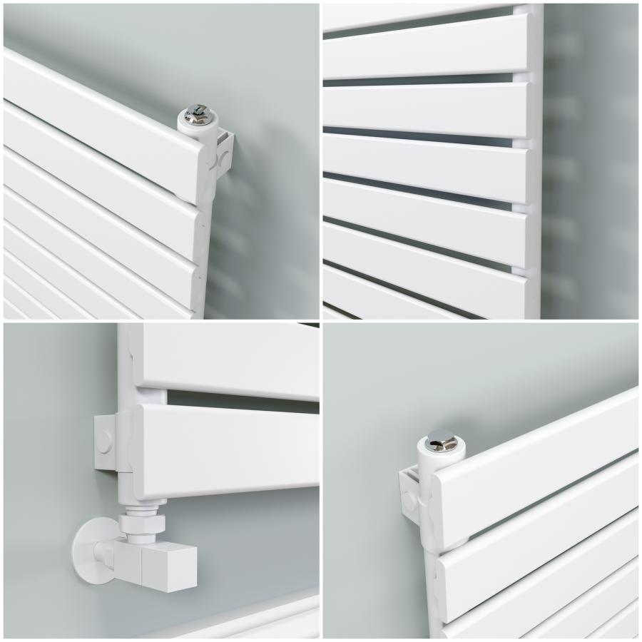 Riace Linea White Flat Designer Radiator 490x800mm Single Panel 1546 BTU - Horizontal Bars