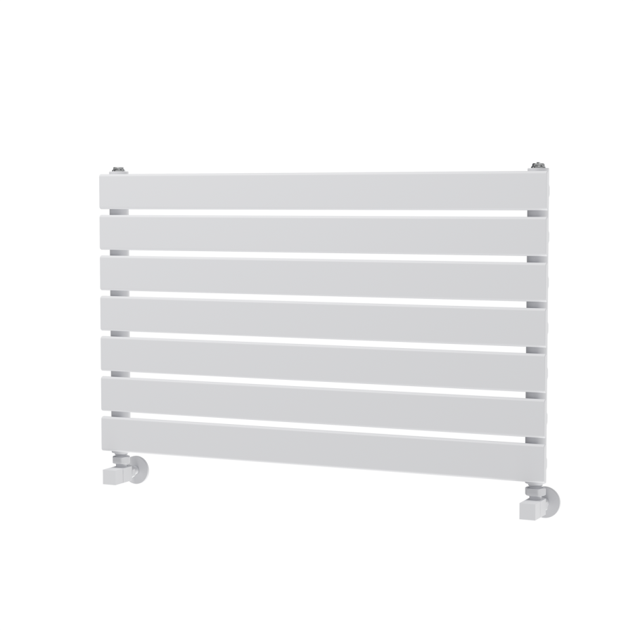 Riace Linea White Flat Designer Radiator 490x800mm Single Panel 1546 BTU - Horizontal Bars