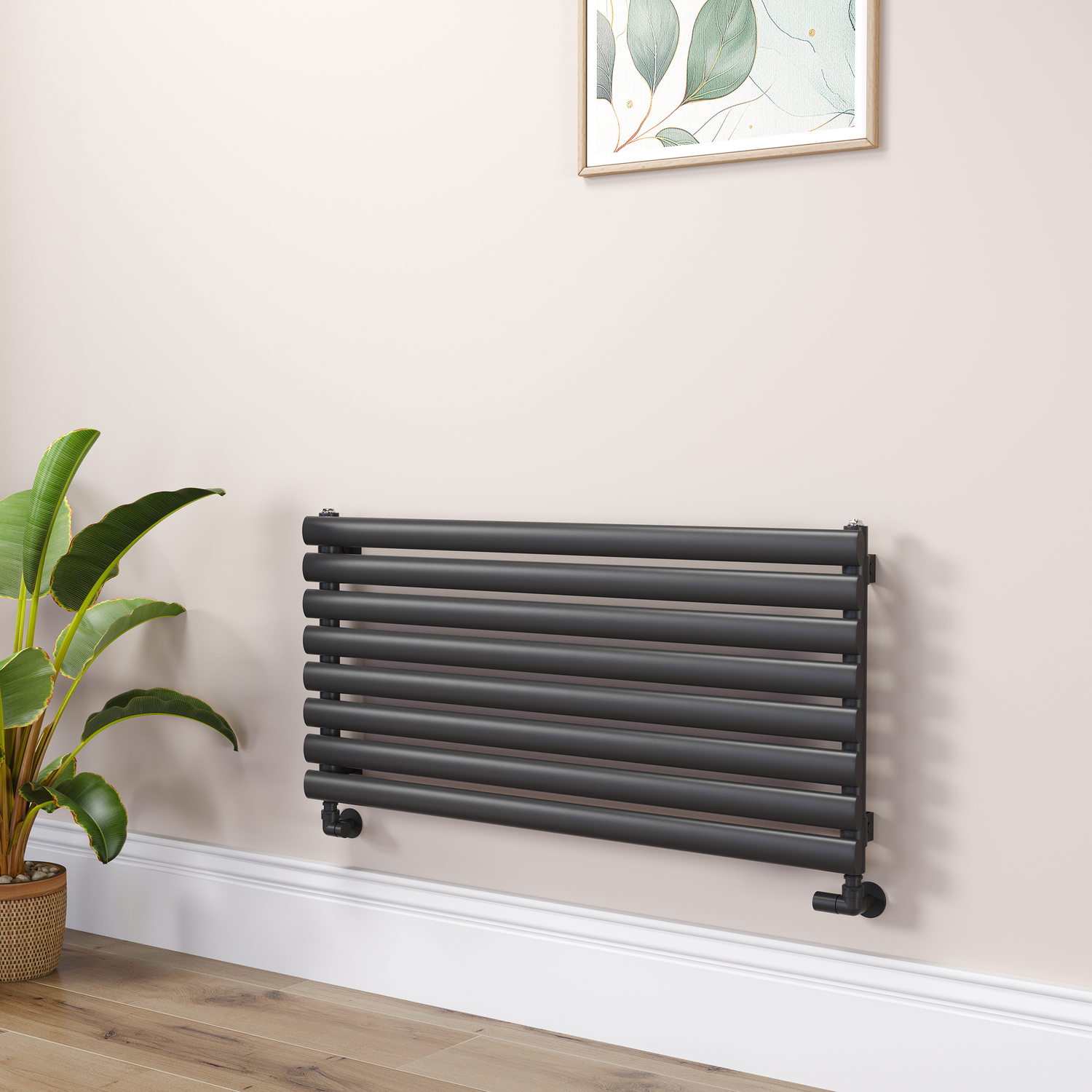 Sorrento Midnight Black Oval Designer Radiator 472X1000mm Single Panel 1935 Btu