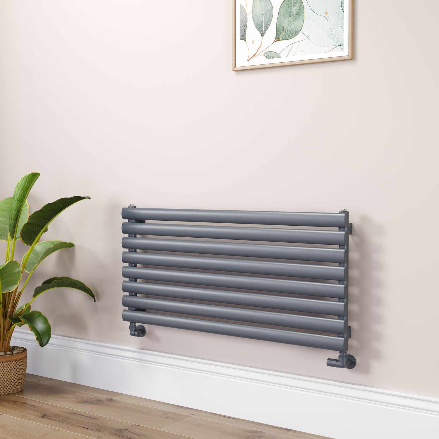 Sorrento Dark Grey Anthracite Oval Designer Radiator 472X1000mm Single Panel 1935 Btu