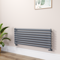 Sorrento Dark Grey Anthracite Oval Designer Radiator 472x1200mm Single Panel 2294 BTU