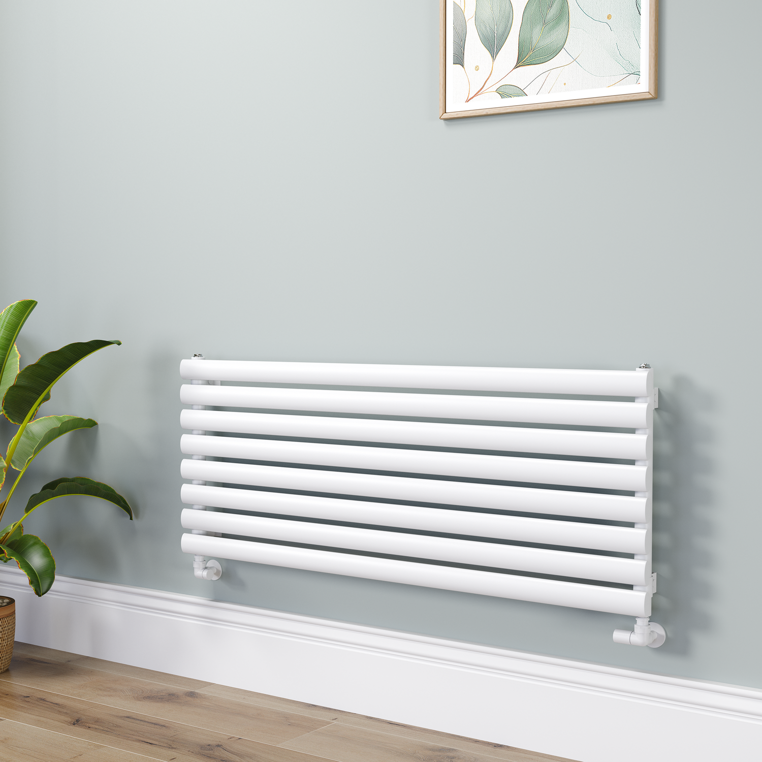 Sorrento White Oval Designer Radiator 472X1200mm Single Panel 2294 Btu