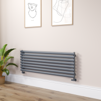 Sorrento Linea Anthracite Oval Designer Radiator 472x1400mm Single Panel 2655 BTU - Horizontal Bars
