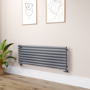 Sorrento Linea Anthracite Oval Designer Radiator 472x1400mm Single Panel 2655 BTU - Horizontal Bars