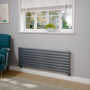 Sorrento Linea Anthracite Oval Designer Radiator 472x1400mm Single Panel 2655 BTU - Horizontal Bars