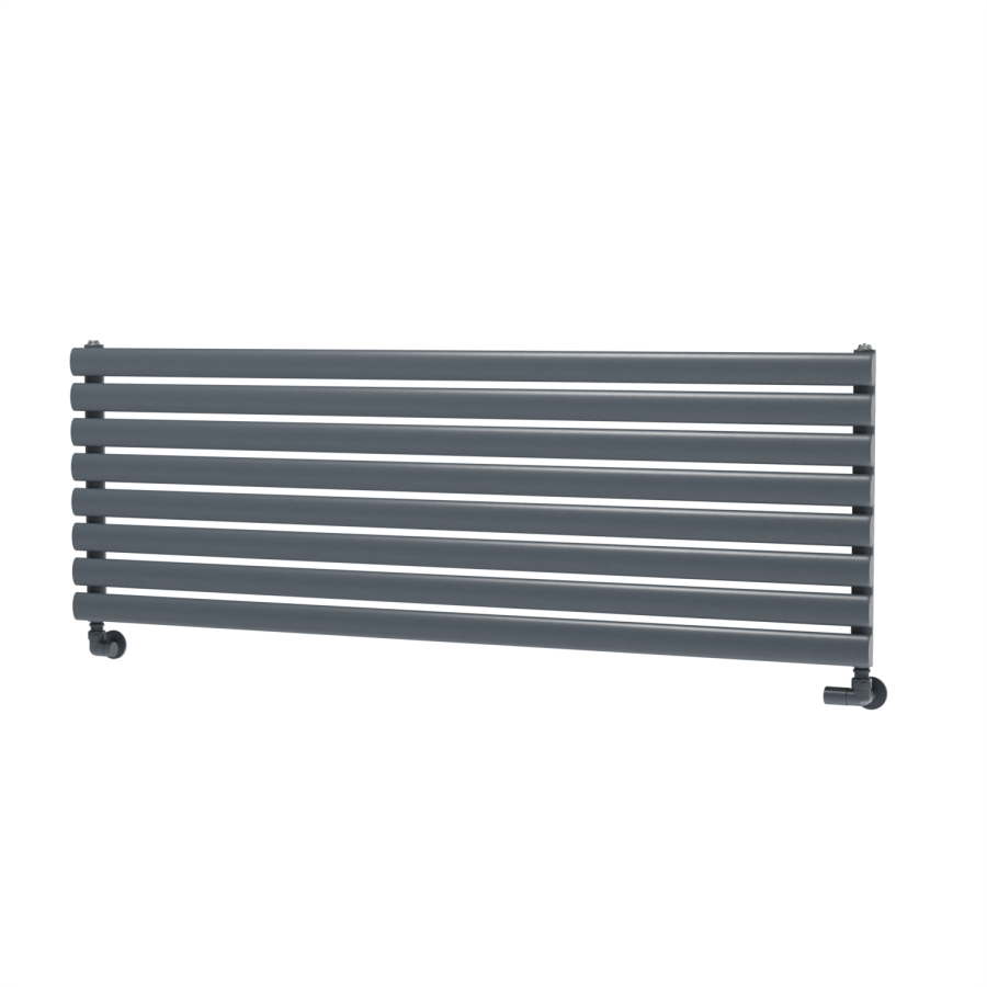 Sorrento Linea Anthracite Oval Designer Radiator 472x1400mm Single Panel 2655 BTU - Horizontal Bars