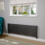 Sorrento Linea Black Oval Designer Radiator 472x1600mm Single Panel 3024 BTU - Horizontal Bars