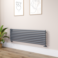Sorrento Linea Anthracite Oval Designer Radiator 472x1600mm Single Panel 3024 BTU - Horizontal Bars