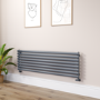 Sorrento Linea Anthracite Oval Designer Radiator 472x1600mm Single Panel 3024 BTU - Horizontal Bars