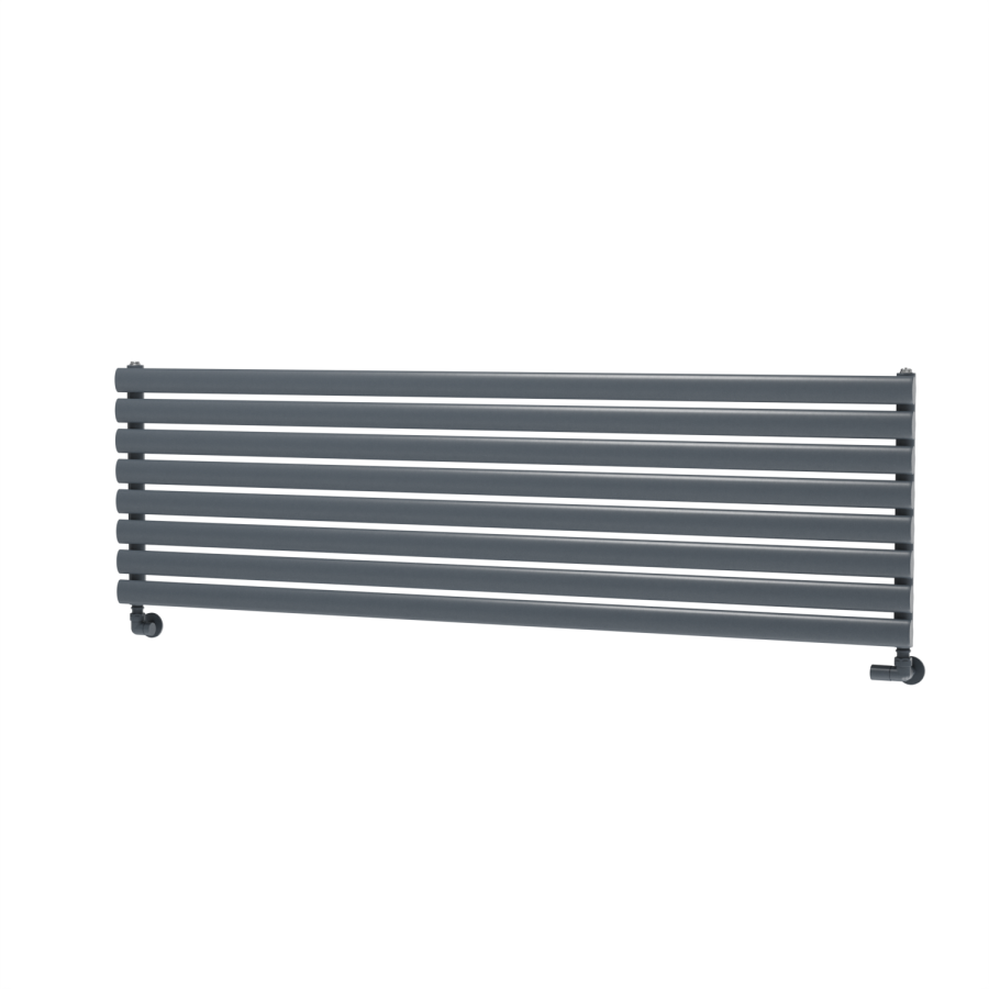 Sorrento Linea Anthracite Oval Designer Radiator 472x1600mm Single Panel 3024 BTU - Horizontal Bars