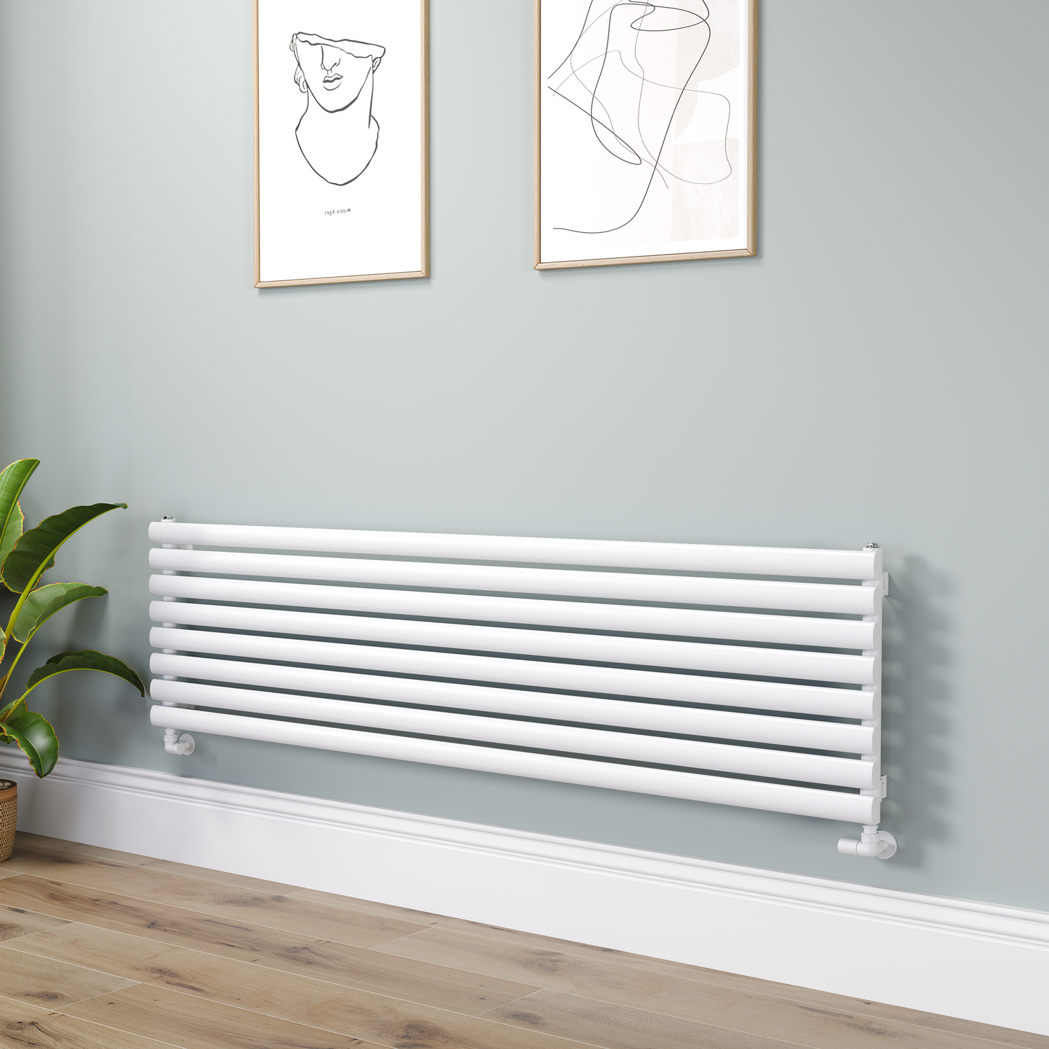 Sorrento White Oval Designer Radiator 472X1800mm Single Panel 3403 Btu