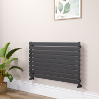 Riace Linea Midnight Black Flat Designer Radiator 630x1000mm Single Panel 2433 BTU - Horizontal Bars
