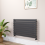 Riace Linea Midnight Black Flat Designer Radiator 630x1000mm Single Panel 2433 BTU - Horizontal Bars