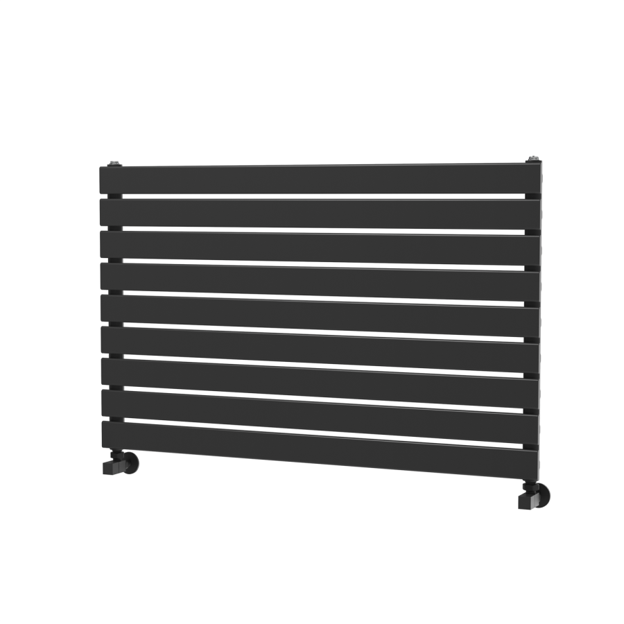Riace Linea Midnight Black Flat Designer Radiator 630x1000mm Single Panel 2433 BTU - Horizontal Bars