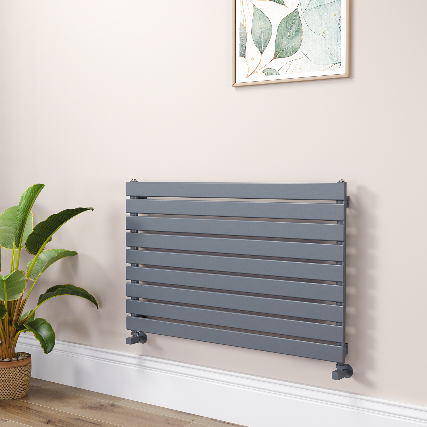 Riace Dark Grey Anthracite Flat Designer Radiator 630X1000mm Single Panel 2433 Btu