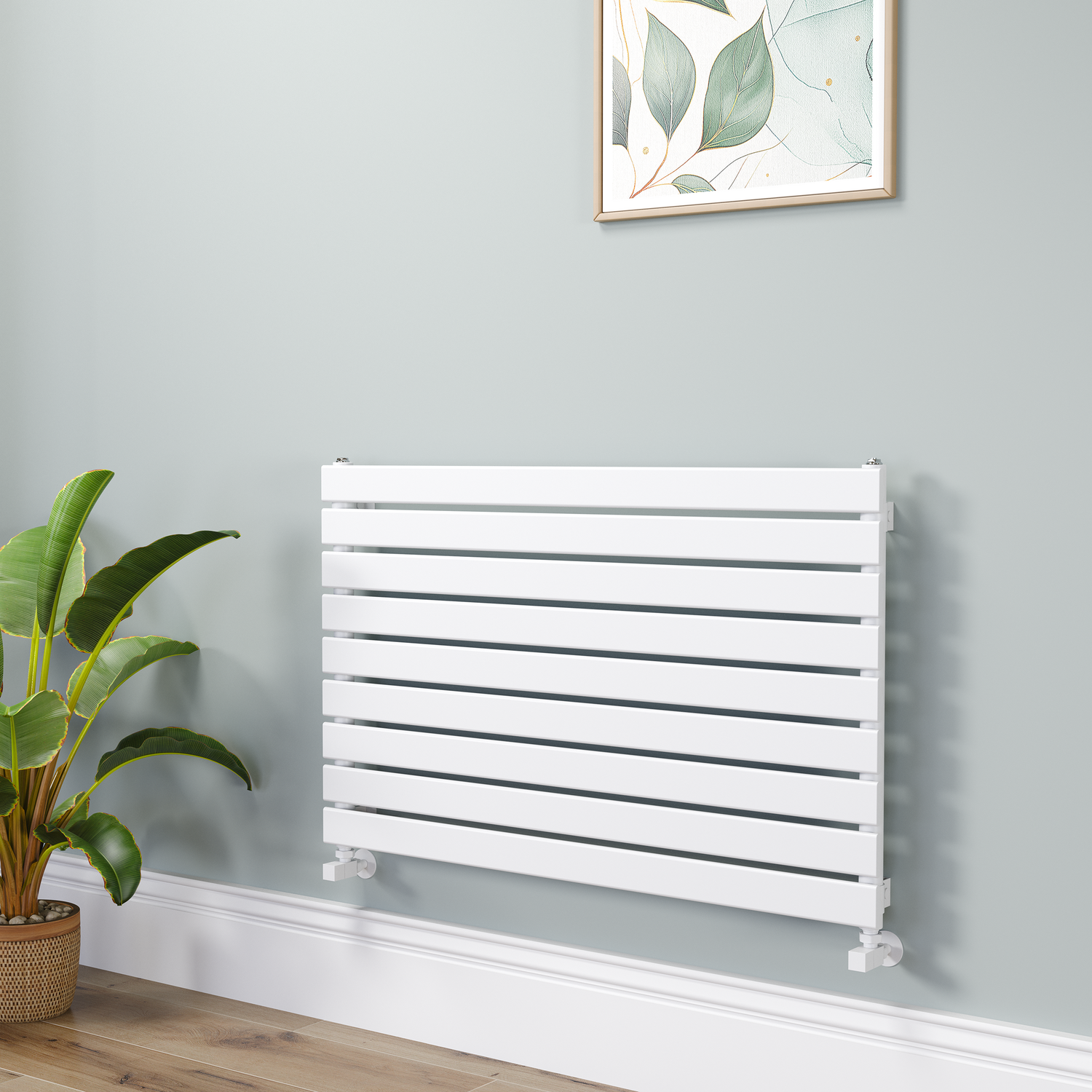 Riace White Flat Designer Radiator 630X1000mm Single Panel 2433 Btu
