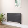 Riace Linea Midnight Black Flat Designer Radiator 630x1200mm Single Panel 2881 BTU - Horizontal Bars