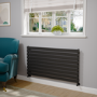 Riace Linea Midnight Black Flat Designer Radiator 630x1200mm Single Panel 2881 BTU - Horizontal Bars