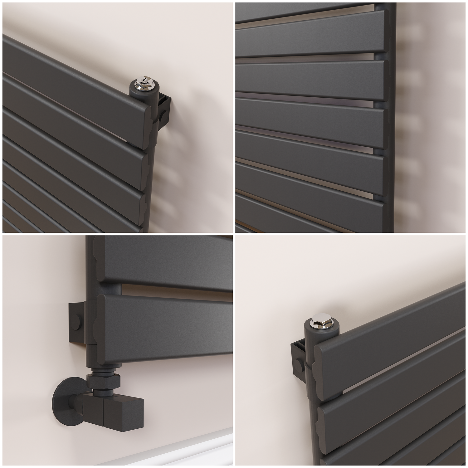 2881 Radiator Riace Midnight Black Flat Designer Radiator 630x1200mm Single Panel ...