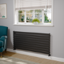 Riace Linea Midnight Black Flat Designer Radiator 630x1400mm Single Panel 3331 BTU - Horizontal Bars
