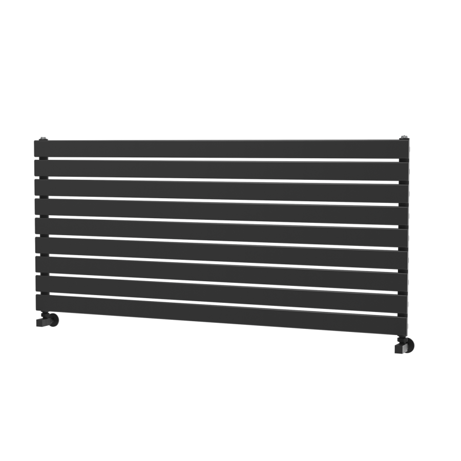 Riace Linea Midnight Black Flat Designer Radiator 630x1400mm Single Panel 3331 BTU - Horizontal Bars