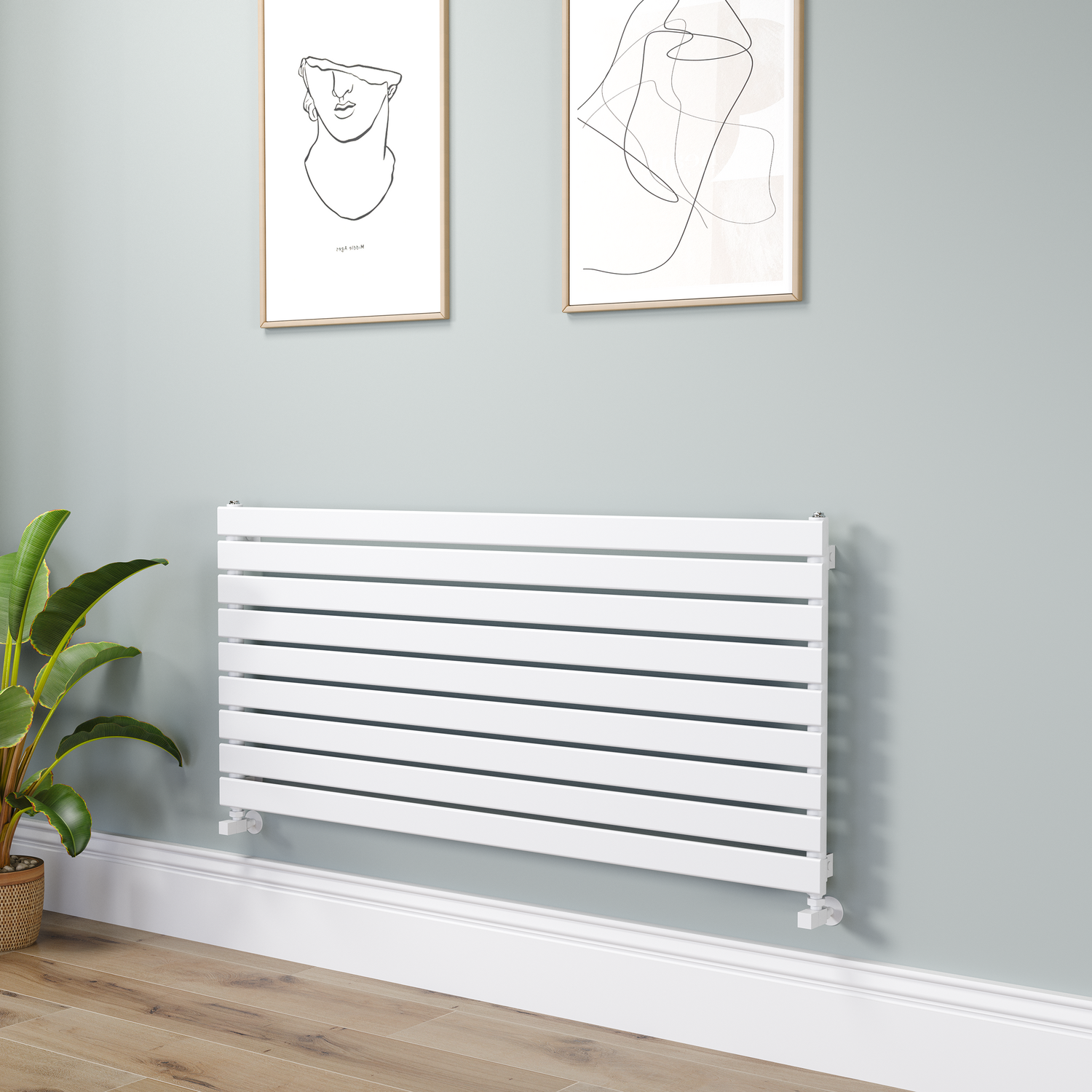 Riace White Flat Designer Radiator 630X1400mm Single Panel 3331 Btu