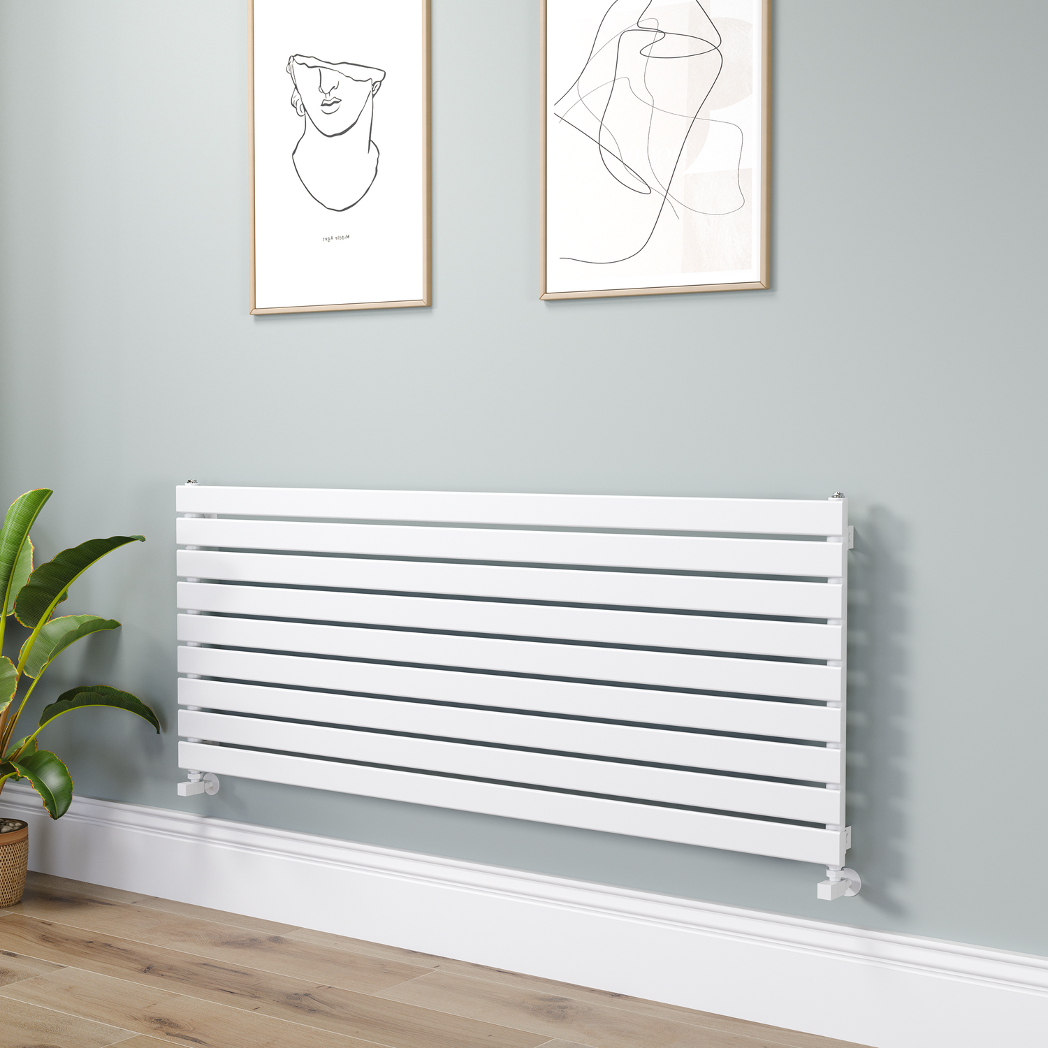 Riace White Flat Designer Radiator 630X1600mm Single Panel 3795 Btu