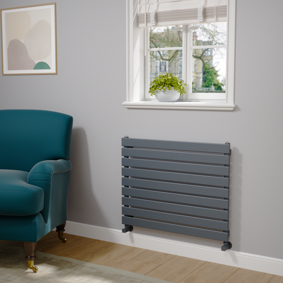 Riace Dark Grey Anthracite Flat Designer Radiator 630x800mm Single Panel 1990 BTU