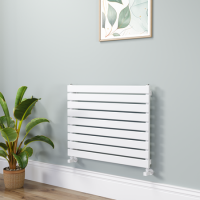Riace Linea White Flat Designer Radiator 630x800mm Single Panel 1990 BTU - Horizontal Bars