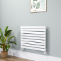 Riace Linea White Flat Designer Radiator 630x800mm Single Panel 1990 BTU - Horizontal Bars