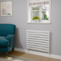 Riace Linea White Flat Designer Radiator 630x800mm Single Panel 1990 BTU - Horizontal Bars
