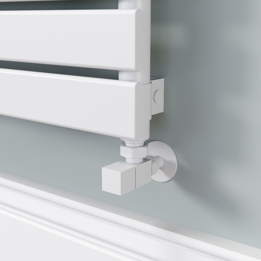 Riace Linea White Flat Designer Radiator 630x800mm Single Panel 1990 BTU - Horizontal Bars
