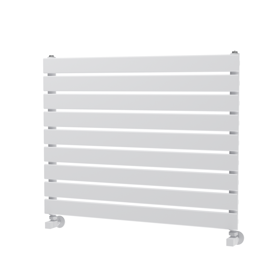 Riace Linea White Flat Designer Radiator 630x800mm Single Panel 1990 BTU - Horizontal Bars