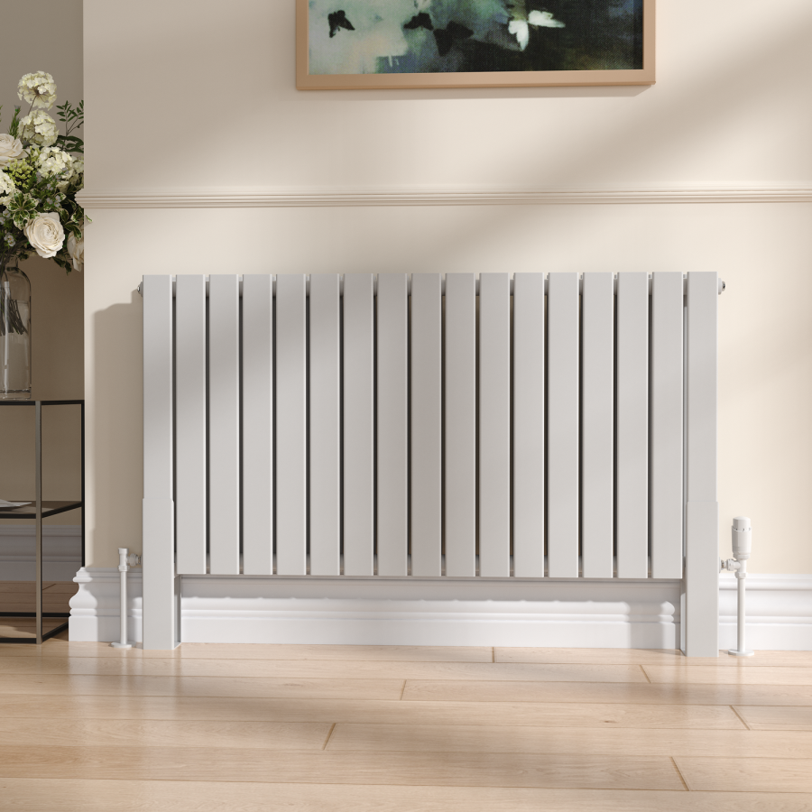 Riace White Designer Radiator Feet -Suitable for Flat Double Panel Radiator