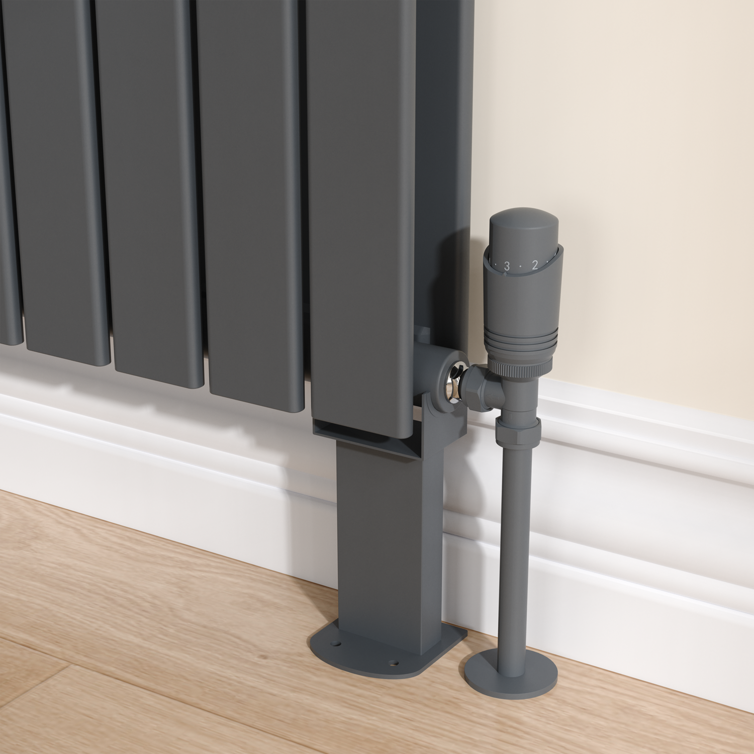 Metal Radiator Feet Riace Anthracite Designer Radiator Feet -Suitable for Single and Double ...