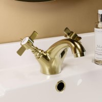 Brushed Brass  Crosshead Mono Basin Mixer Tap - Ripley