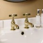 Brushed Brass Crosshead Basin Pillar Taps - Ripley
