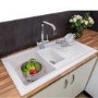 1.5 Bowl White Ceramic Kitchen Sink with Reversible Drainer - Reginox