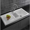 1.5 Bowl White Ceramic Kitchen Sink with Reversible Drainer - Reginox