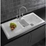 1.5 Bowl White Ceramic Kitchen Sink with Reversible Drainer - Reginox