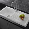Single Bowl White Ceramic Kitchen Sink with Reversible Drainer - Reginox