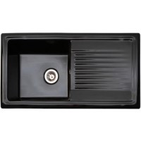 Single Bowl Inset Black Ceramic Kitchen Sink with Reversible Drainer - Reginox