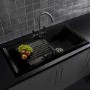 Single Bowl Inset Black Ceramic Kitchen Sink with Reversible Drainer - Reginox