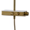 Triton Brushed Brass Push Button Thermostatic Mixer Bar Shower with Square Overhead &amp; Hand Shower