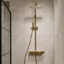 Triton Push Button Bar Diverter Thermostatic Mixer Shower Set - Brass