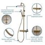 Triton Brushed Brass Push Button Thermostatic Mixer Bar Shower with Square Overhead & Hand Shower