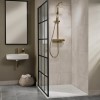 Triton Brushed Brass Push Button Thermostatic Mixer Bar Shower with Square Overhead &amp; Hand Shower